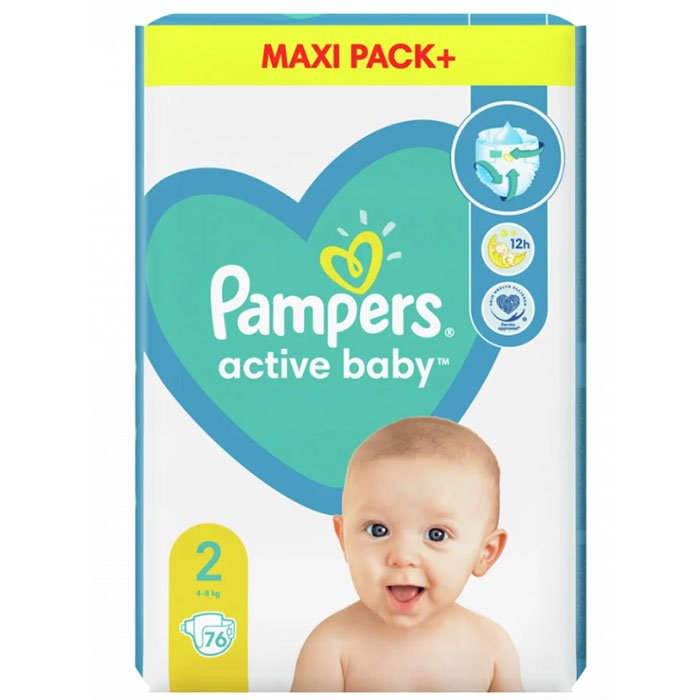 Pampers Active Baby Maxi Pack 2 (4-8kg) 76 kom