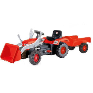 Dolu traktor na pedale sa prikolicom i kašikom