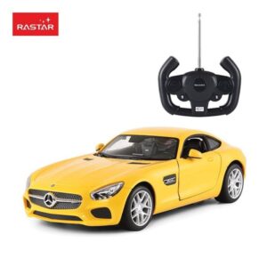 Auto na daljinsko upravljanje Mercedes AMG GT, okreće se levo, desno, vraća u rikverc i trka ponovo počinje. Prednje i zadnje svetlo. Metalna završna obrada