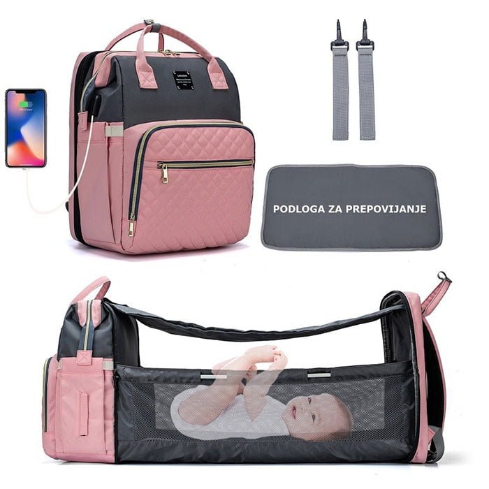 Torba za mame BT023 Sport Mama Bag Pink