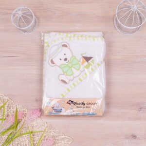 Ready bebi peškir sa kapuljačom 100x100cm belo zeleni