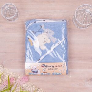 Ready bebi peškir sa kapuljačom 100x100cm plavi