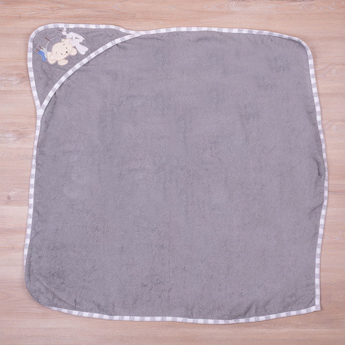 Ready bebi peškir sa kapuljačom 100x100cm sivi - Slika 2