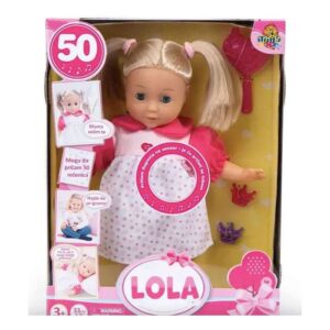 Interaktivna lutka Lola 50 rečenica, ima svoje dve šnalice i češljić. Lola razgovara dodirom senzora koji se nalazi na stomaku.