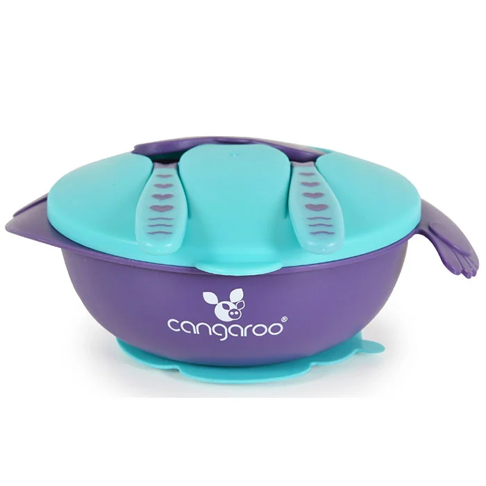 Cangaroo činija sa kašikom i viljuškom Jelly Blue2