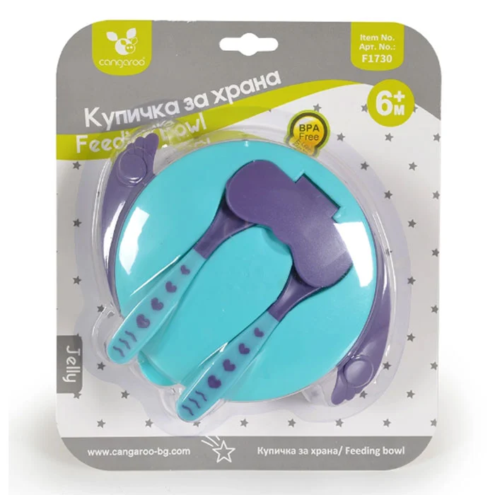 Cangaroo činija sa kašikom i viljuškom Jelly Blue - Image 4