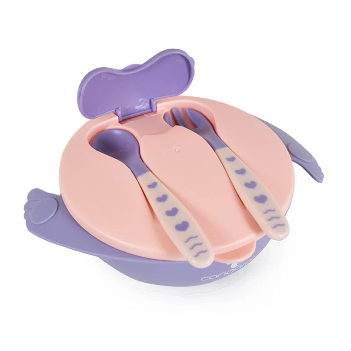 Cangaroo činija sa kašikom i viljuškom Jelly Pink1