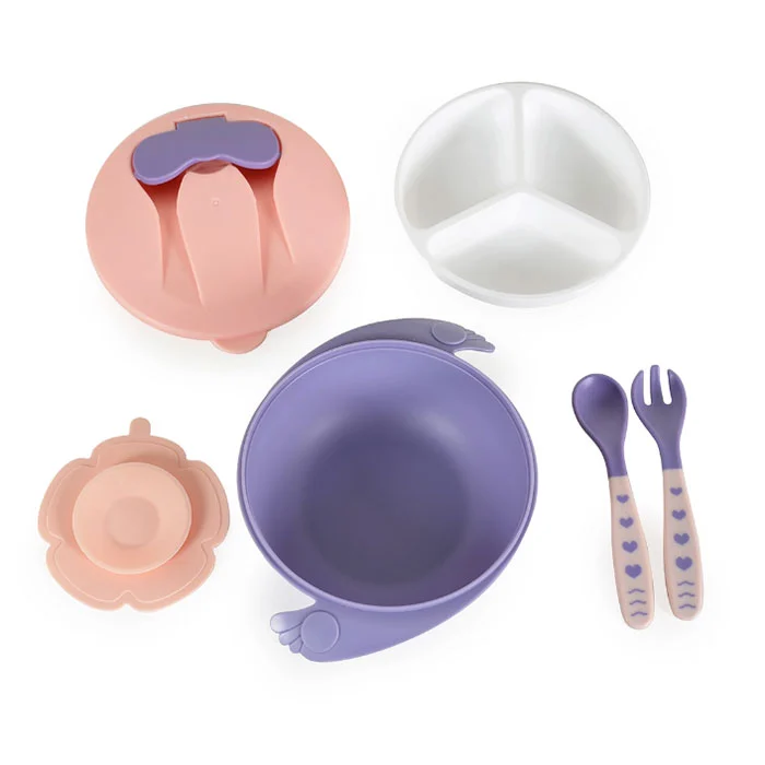 Cangaroo činija sa kašikom i viljuškom Jelly Pink2