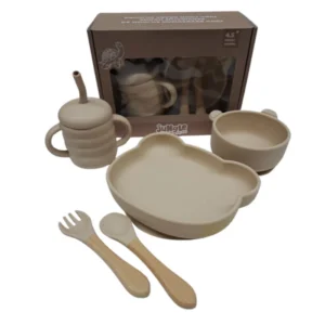 Jungle silikonski set za hranjenje+čaša Beige