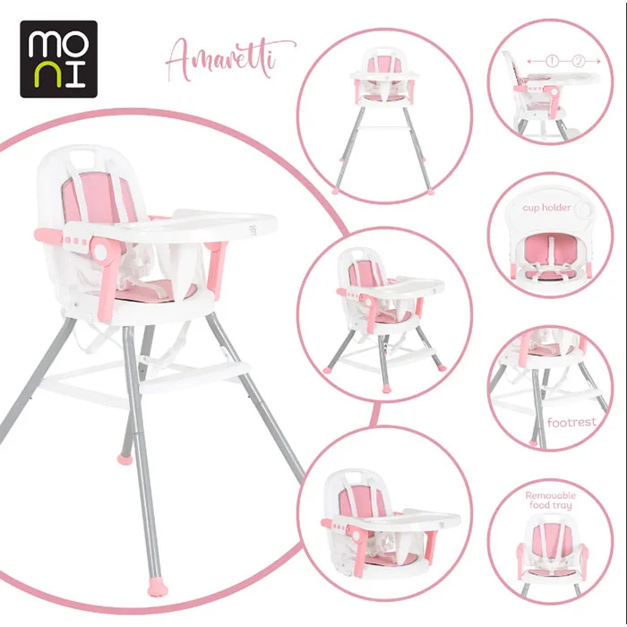 Moni stolica za hranjenje Amaretti Pink
