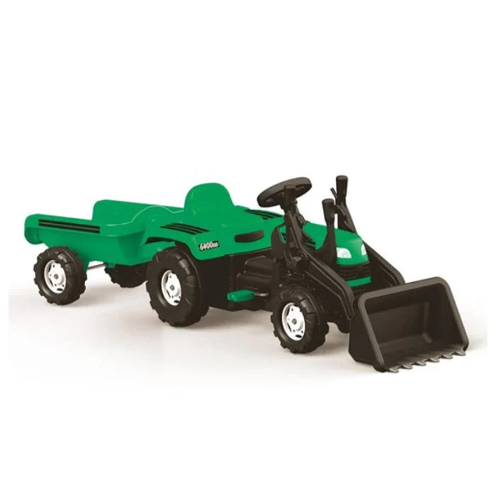 Dolu traktor na pedale sa kašikom i prikolicom 080486